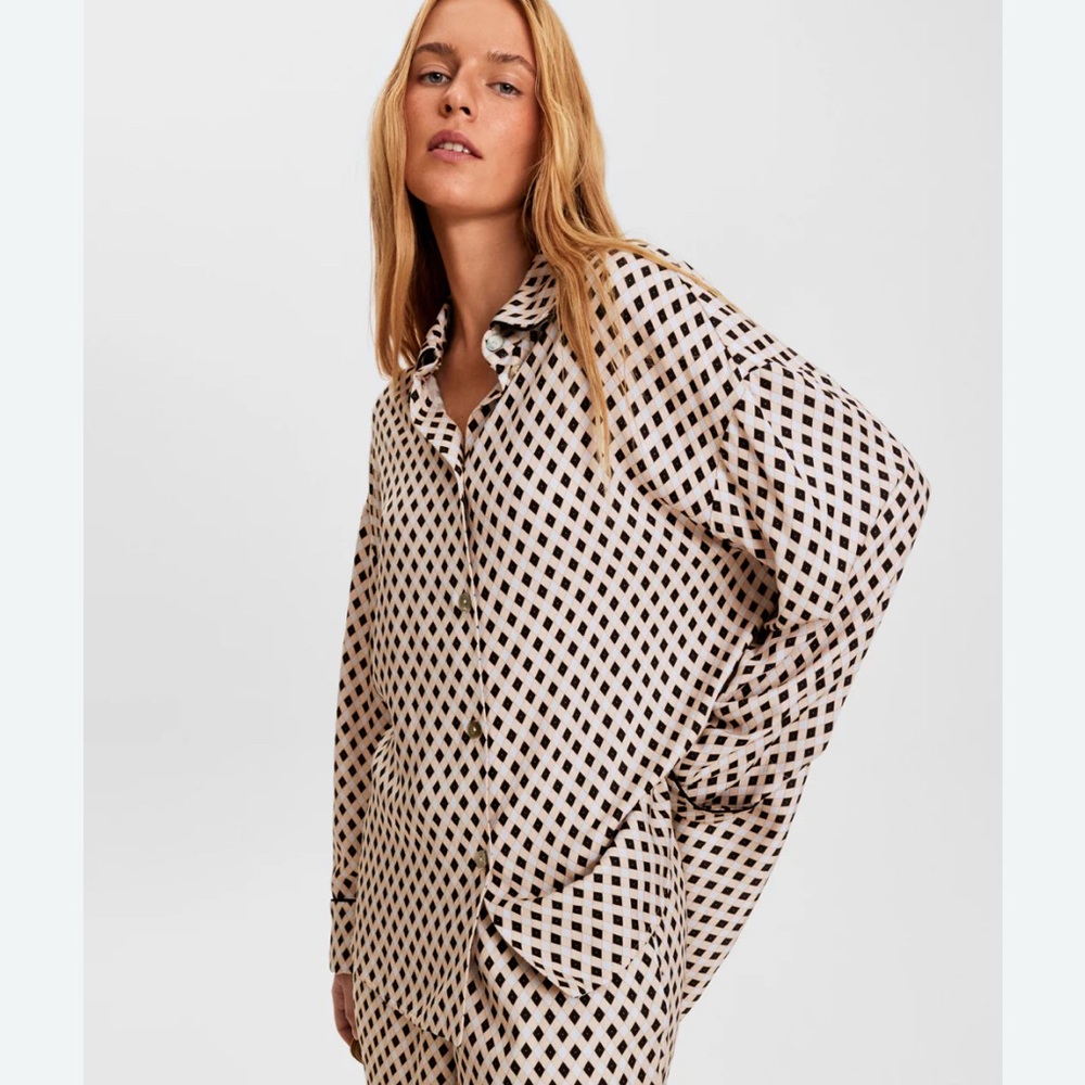 NWT SLEEPER Pastelle Oversized Shirt in Tie Print